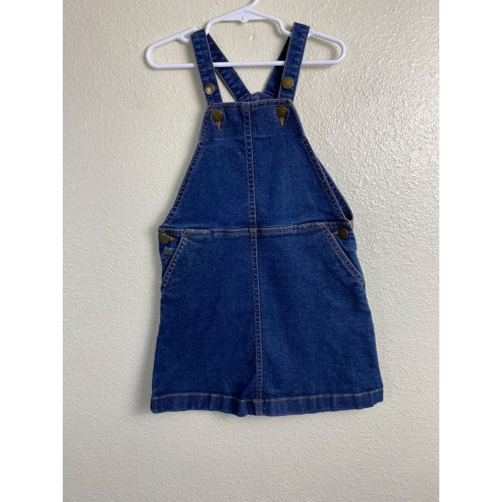 Hanna Andersson Blue Denim Dress Overall Shortalls Toddler Kids size 5T